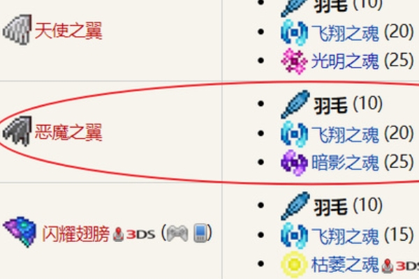 泰拉瑞亚恶魔之翼制作方法