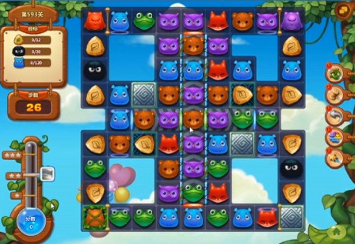 开心消消乐第593关三星过关攻略